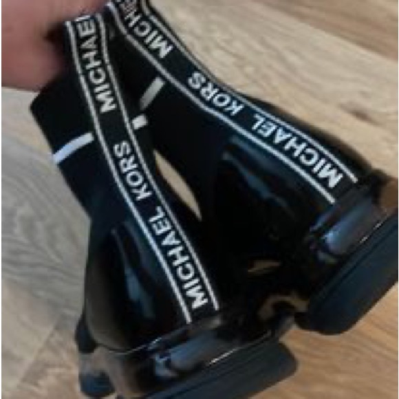 Black, size 6, Michael Kors Kendra stretch sneaker booties. Like new, worn once. - Picture 2 of 4